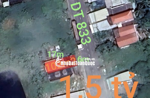 Bán hạ giá mặt tiền tỉnh Lộ 833 gần Quốc Lộ 50B giá 1,5 tỷ