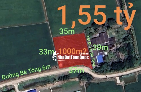 Bán lô đất lúa chuyển thổ đường bê tông 6m giá 1,55 tỷ