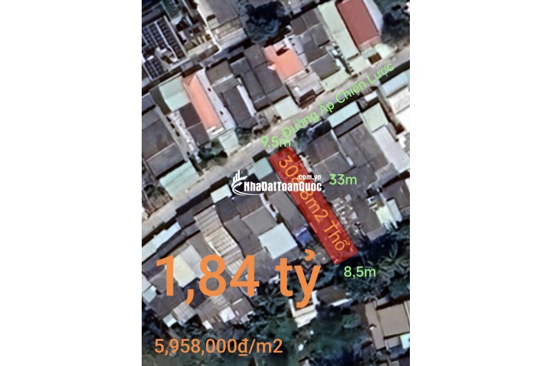 Bán lô đất thổ trung tâm huyện Tân Trụ giá 1,84 tỷ