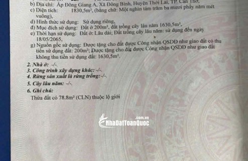 BÁN NHÀ ĐẤT 2 MẶT TIỀN LỘ TẠI TP CẦN THƠ, 1830M2 CHỈ 4.9 TỶ. LH;0901045679.