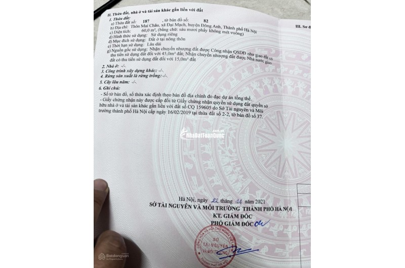 CHÍNH CHỦ BÁN GẤP ĐẤT THỔ CƯ SẴN SỔ TẠI ĐẠI MẠCH-ĐÔNG ANH