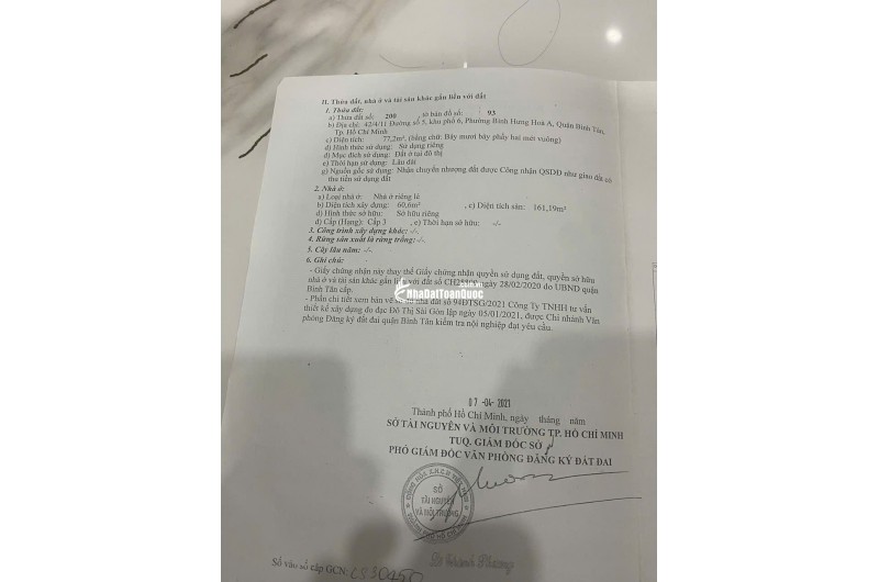 Bán nhà Đường Số 5 Bình Tân - 77,2m², 1 trệt 1 lửng, 1 lầu, 3PN