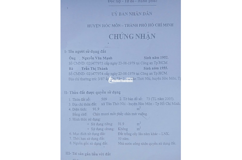 Bán nhà chính chủ ngay khu Đồng Diều Hóc Môn chỉ 946tr MT đường lớn