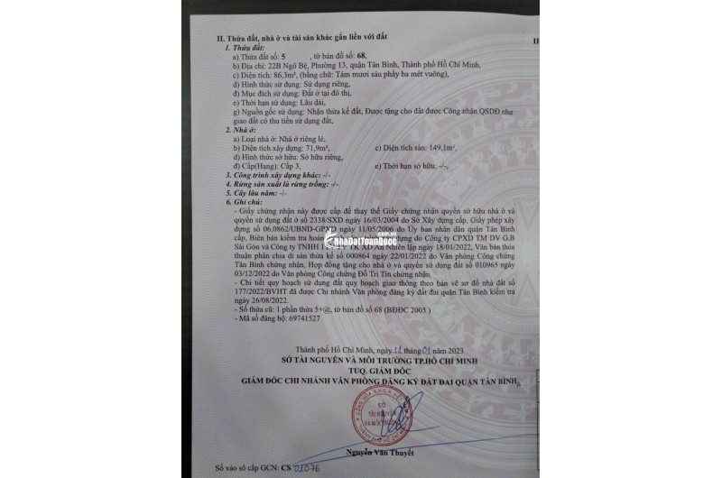 Bán nhà chính chủ số 22B đường Ngô Bệ, Phường Tân Bình TPHCM