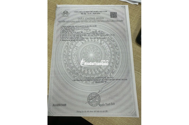 BÁN ĐẤT TẠI VĨNH LỘC B, BÌNH CHÁNH, DT148M2 SẴN SỔ HỒNG, CHỈ 6.3 TỶ. LH:0901638533.