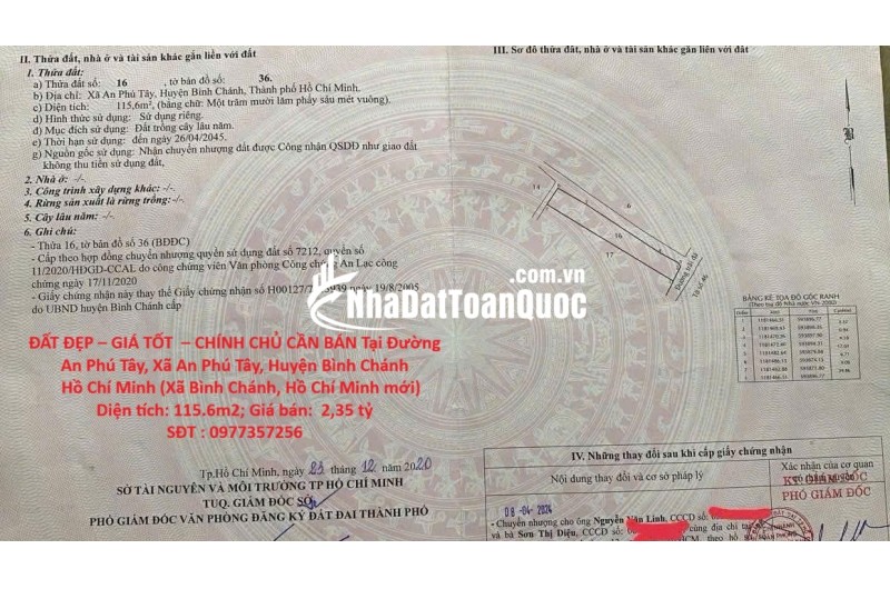 ĐẤT ĐẸP – GIÁ TỐT  – CHÍNH CHỦ CẦN BÁN Tại Đường An Phú Tây, Xã An Phú Tây, Huyện Bình Chánh