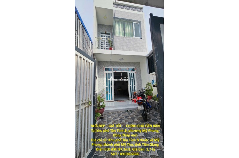 NHÀ ĐẸP – GIÁ TỐT  – CHÍNH CHỦ CẦN BÁN Tại khu phố Tân Tỉnh B, phường Mỹ Phong, Đồng Tháp mới