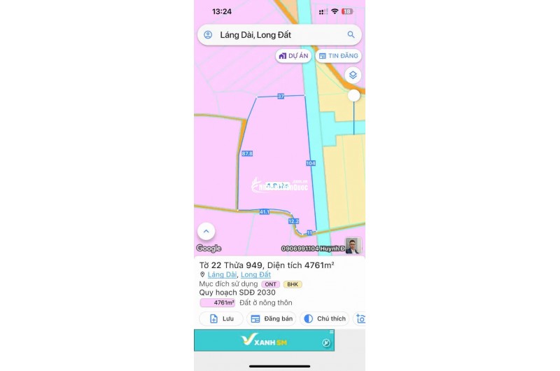 BÁN 4761m2 ĐẤT XÃ LÁNG DÀI, NGAY CHỢ LÁNG DÀI, HUYỆN ĐẤT ĐỎ BÀ RỊA (NAY LÀ XÃ ĐẤT ĐỎ - HCM)
