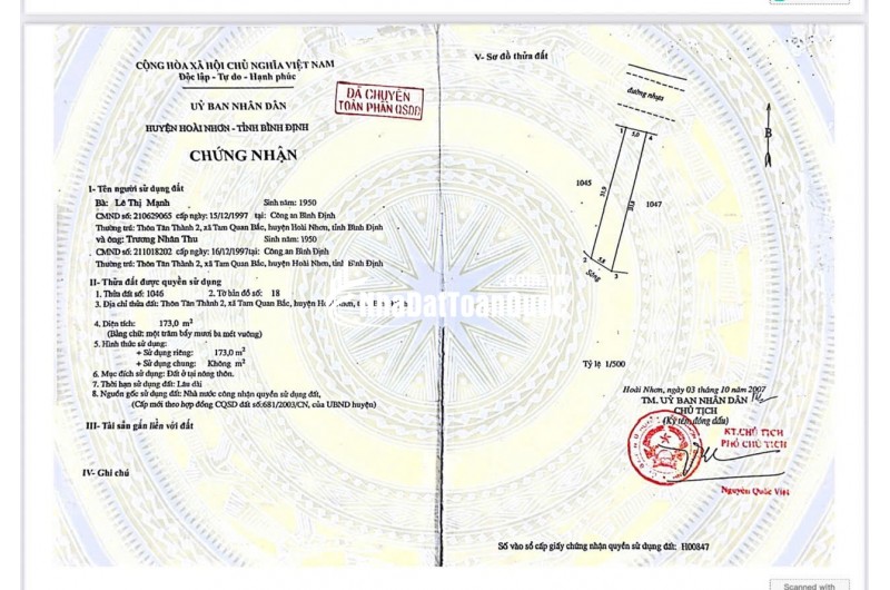 BÁN ĐẤT + NHÀ MẶT TIỀN KINH DOANH – 171 NGUYỄN CHÍ THANH, TAM QUAN BẮC, HOÀI NHƠN, BÌNH ĐỊNH