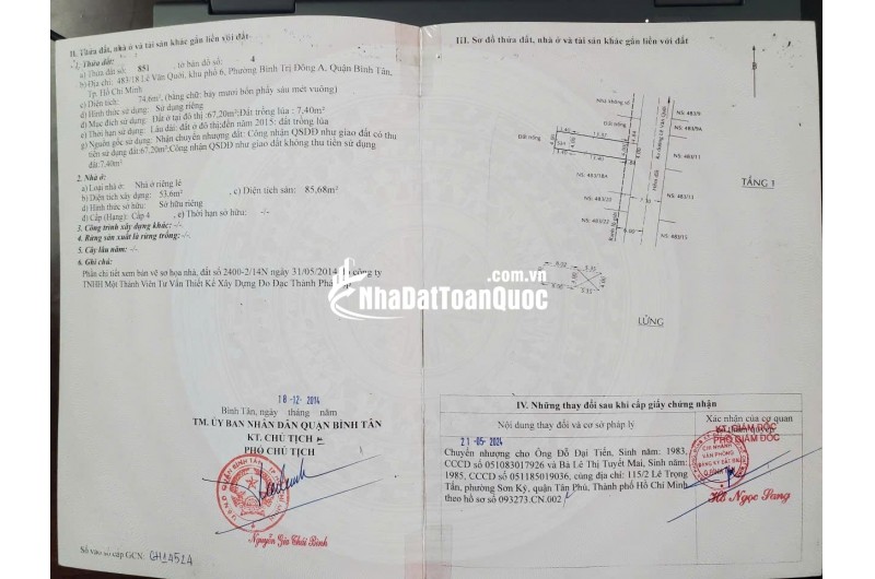 BÁN NHÀ VÀ ĐẤT TẠI P.BÌNH TRỊ ĐÔNG A - DT 126M2 - SHR - 8.7 TỶ TL. LH:0932688139