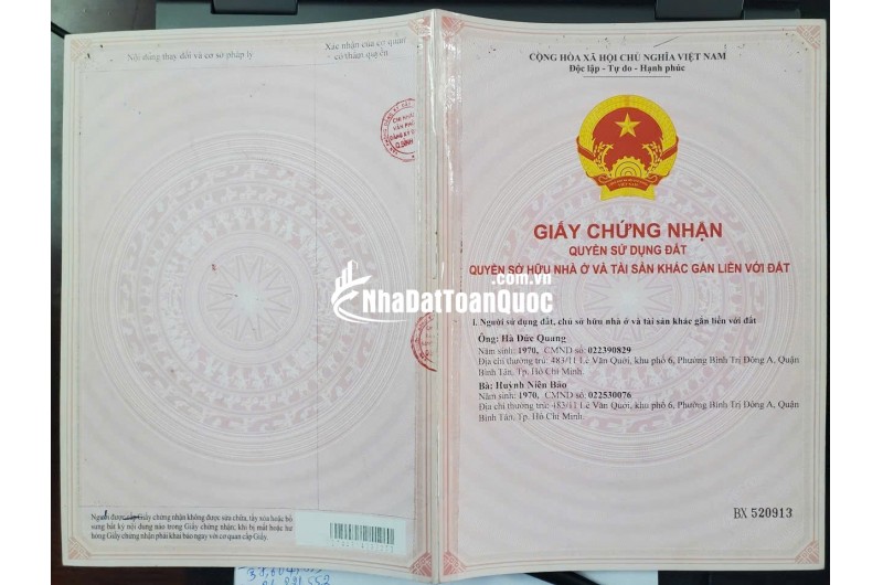 BÁN NHÀ VÀ ĐẤT TẠI P.BÌNH TRỊ ĐÔNG A - DT 126M2 - SHR - 8.7 TỶ TL. LH:0932688139