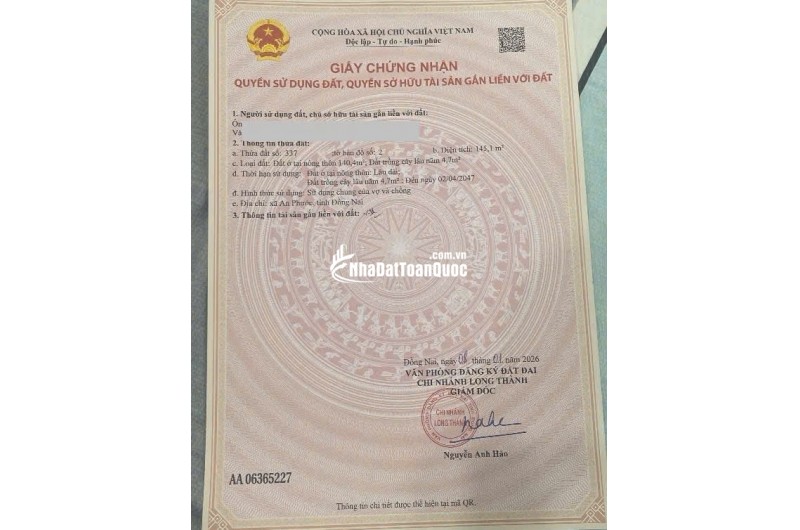 Đất nền thổ cư Ấp 8 An Phước - Long Thành