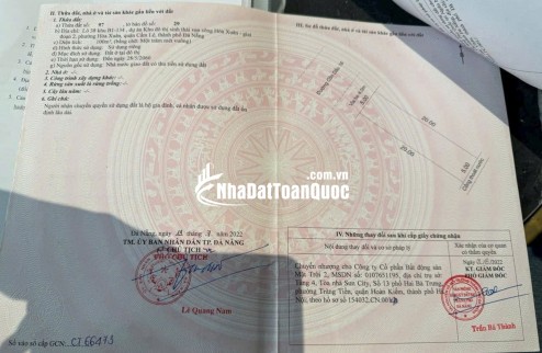 BÁN 3 LÔ ĐẤT CỒN DẦU HOÀ XUÂN, DT 100M2 / LÔ, GIÁ CHỈ TỪ 6-7 TỶ. LH:0929469357/ ZALO 0325447430