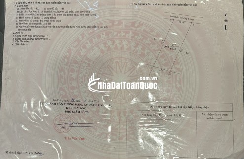 Cần bán đất Gò Dầu, Tây Ninh giá 2.75 tỷ