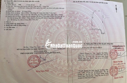 BÁN 4761m2 ĐẤT XÃ LÁNG DÀI, NGAY CHỢ LÁNG DÀI, HUYỆN ĐẤT ĐỎ BÀ RỊA (NAY LÀ XÃ ĐẤT ĐỎ - HCM)
