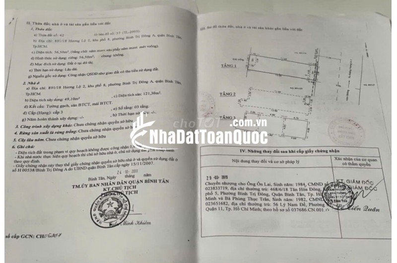 Bán nhà 2 lầu lầu xe hơi Hương Lộ 2, Phường Bình Trị Đông, Quận Bình Tân