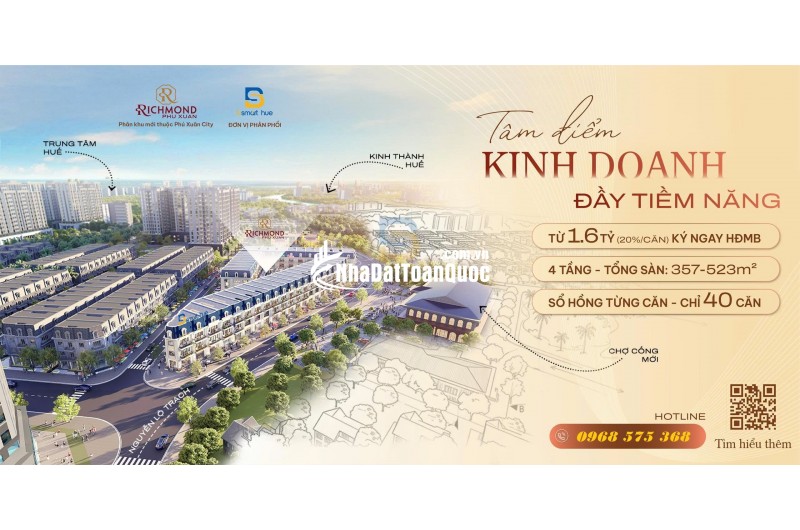 RICHMOND PHÚ XUÂN CITY (ĐỐI DIỆN CHỢ CỐNG MỚI) - ĐẶC QUYỀN DÀNH RIÊNG CHO 20 QUÝ KH ĐẦU TIÊN TẠI TP HUẾ!!!