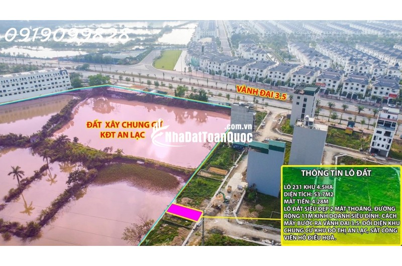 Chính chủ bán lô đất cực hiếm khu đất dịch vụ 4.6 ha Vân Canh sát An Lạc Symphony 3 bước chân ra vành đai 3.5 kinh doanh tốt