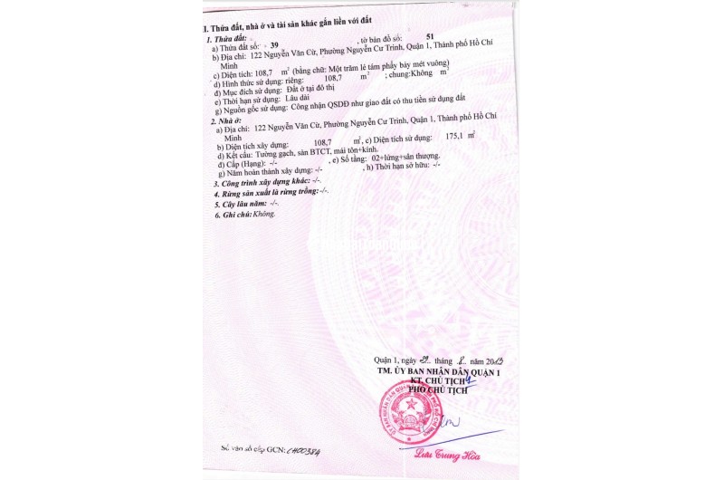 Bán nhà MT 122 Nguyễn Văn Cừ Q1 vị trí siêu đẹp tiện kinh doanh