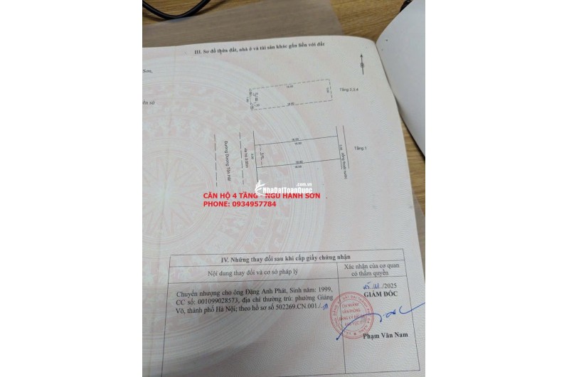 Bán toà căn hộ 4 tầng đường Dương Tôn Hải, Ngũ Hành Sơn, Đà Nẵng - Giá 9,6 tỷ (Có tl)