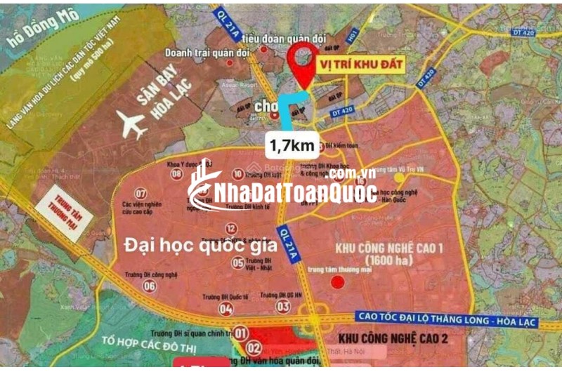 Bán đất Hoà Lạc gần Đại Học Quốc Gia Hà Nội vốn 1.980 tỷ, 0968 274 096