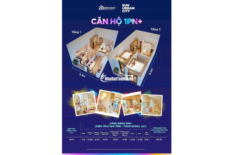  CĂN HỘ GÁC XẾP 1BR+ ĐỘC ĐÁO — TÒA P25 SUN URBAN CITY HÀ NAM