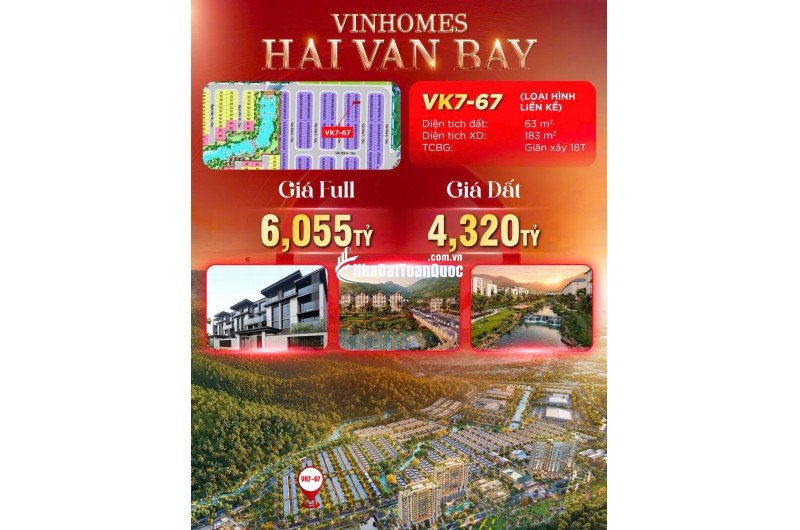 BÁN BIỆT THỰ LIỀN KỀ 63M2 GẦN BIỂN TẠI DỰ ÁN VINHOMES HẢI VÂN BAY CỦA CĐT GROUP