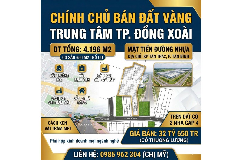 Bán gấp lô đất vàng 4196m2 - 650m2 thổ cư mặt tiền nhựa tttp đồng xoài. lh:0985962304.
