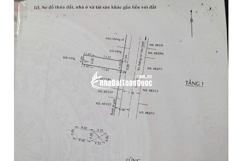 NHÀ VÀ ĐẤT TẠI P.BÌNH TRỊ ĐÔNG A - DT 126M2 - SHR - 8.5 TỶ TL. LH:0932688139