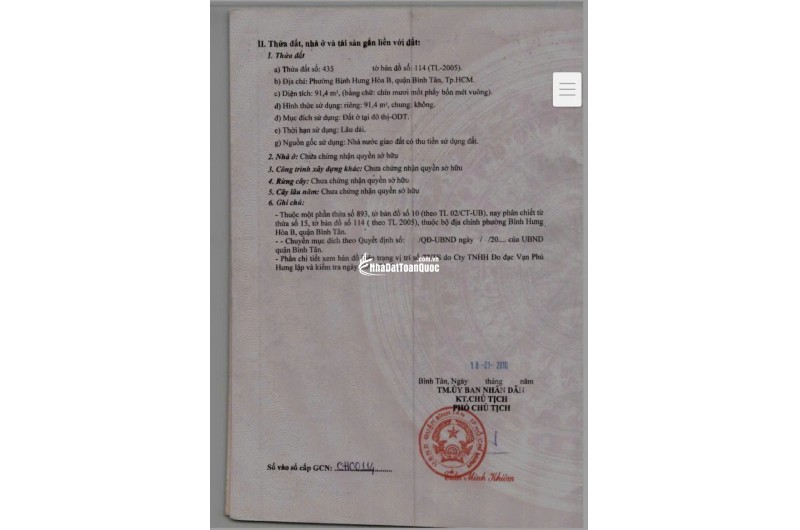 ĐẤT HẺM 151/67/ ĐƯỜNG LK4-5 PHƯỜNG BÌNH TÂN. 92M2 SHR CHỈ 4TY850TR. LH:0989915732