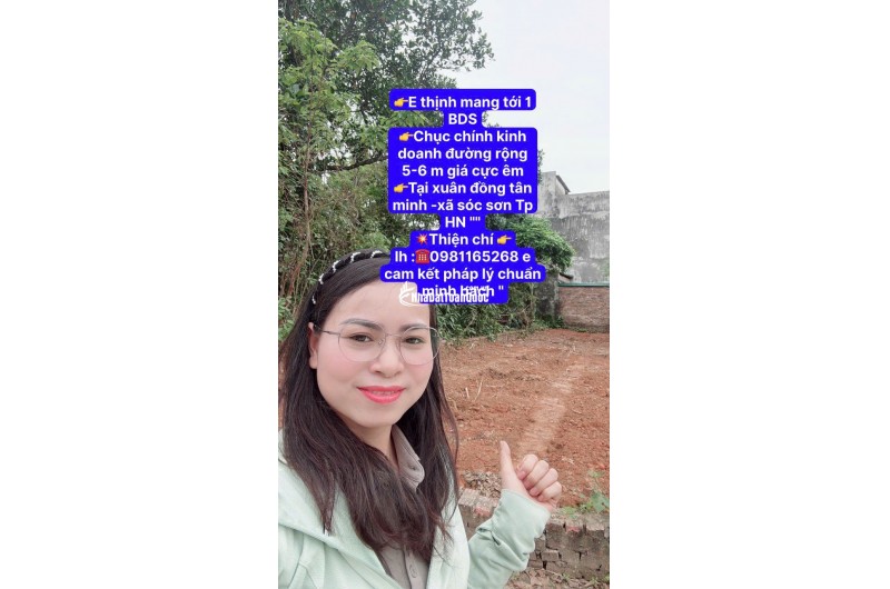 CHỤC CHÍNH KINH DOANH TẠI XUÂN ĐỒNG TÂN MIMH -XÃ SÓC SƠN THÀNH PHỐ HN - DIỆN TÍCH 103,8 M -KHUÔN THỬA ĐẸP -RÀNH CHO NHÀ ĐẦU TƯ THÔNG THÁI