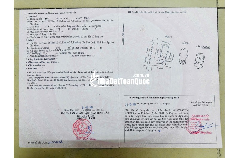 BÁN NHÀ 1074/22/1B ĐƯỜNG TỈNH LỘ 10 (THÔNG VỚI HẺM 111 LÊ ĐÌNH CẨN). LH:0933534006.