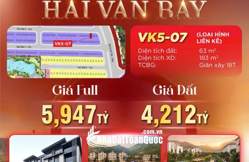 BÁN BIỆT THỰ LIỀN KỀ 63M2 GẦN BIỂN TẠI DỰ ÁN VINHOMES HẢI VÂN BAY CỦA CĐT GROUP