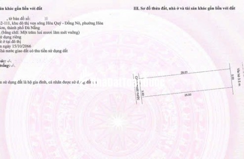 CẦN BÁN ĐẤT ĐƯỜNG BỜ QUAN 3 KHU NAM HOÀ XUÂN 125M2 - 6.8 TỶ. LH:0334681909.