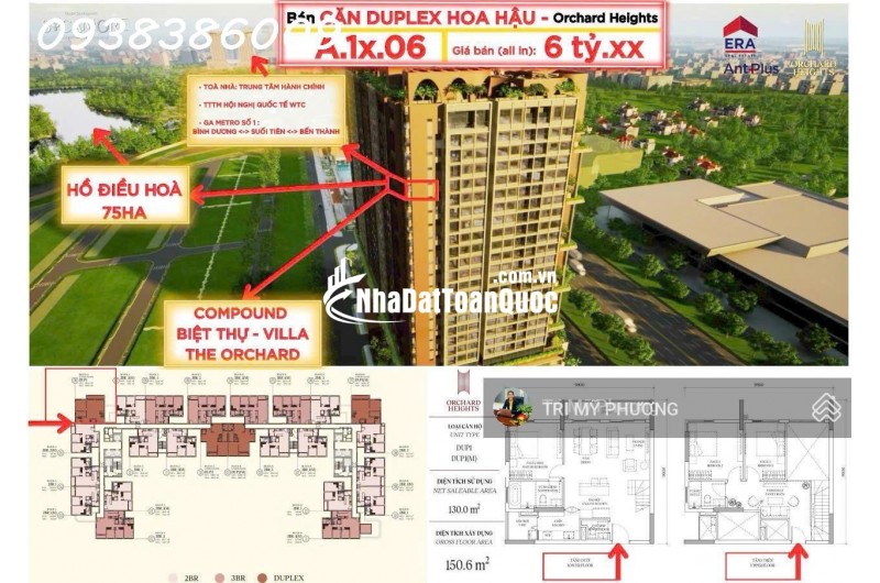 Orchard Heights - TT 2 tỷ 4 công chứng ngay - căn duplex thông cao 2 tầng, 3PN, rộng 150m2, view hồ