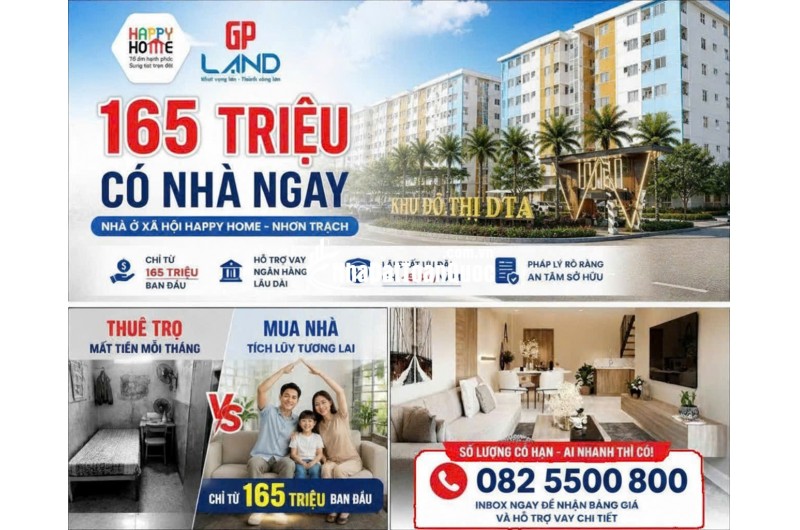 Happy Home 2PN + 2WC - Thanh toán 30% (165 Triệu) sở hữu ngay, sổ hồng riêng⁠