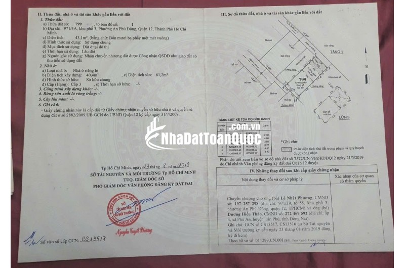 Bán nhà hẻm 971/3A KP3 P. An Phú Đông Q12 nhà trống giao ngay