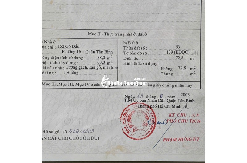 Cho thuê nhà cấp 4 số 152 Gò Dầu mặt tiền siêu đẹp quận Tân Phú