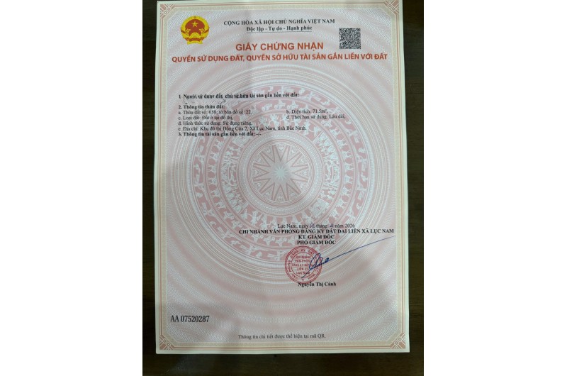 Bán đất nền dự án Kđt Đồng Cửa - Lục Nam - Bắc Giang sắn sổ hồng sang tên