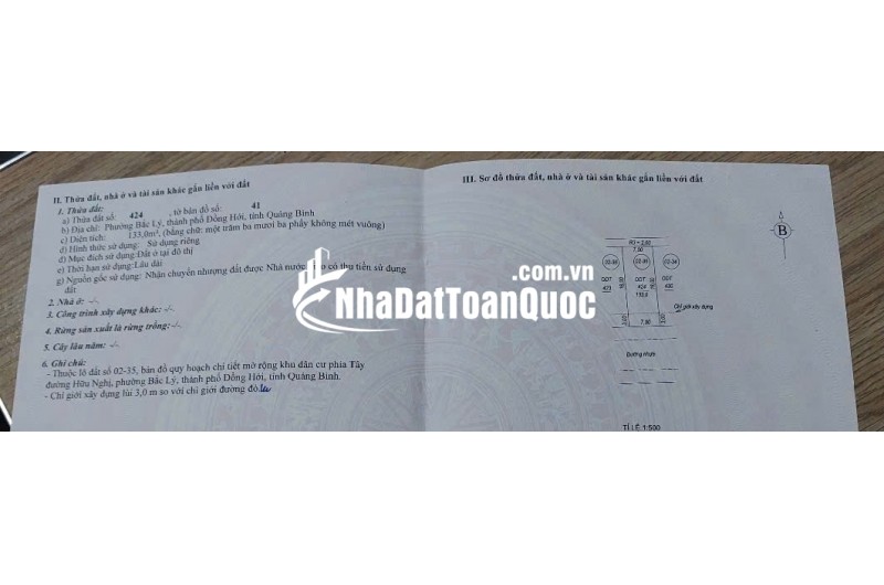 CHÍNH CHỦ BÁN ĐẤT KHU TÂY HỮU NGHỊ ĐỒNG HỚI, QUẢNG BÌNH 133M2 (3.2TỶ) LH:0359415368.