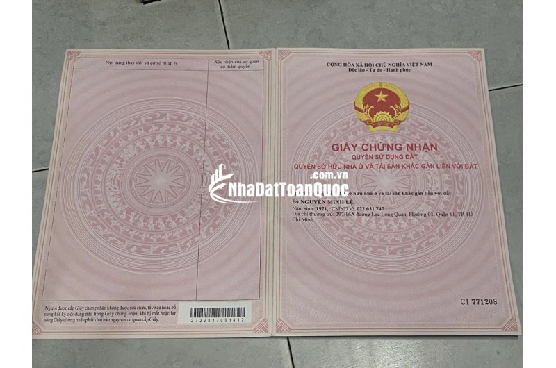 NHÀ QUẬN 11 LIỀN KỀ CÁC QUẬN KHÁC, AN NINH AN TOÀN. 5 TỶ 59.1 M2. LH:0903067772.
