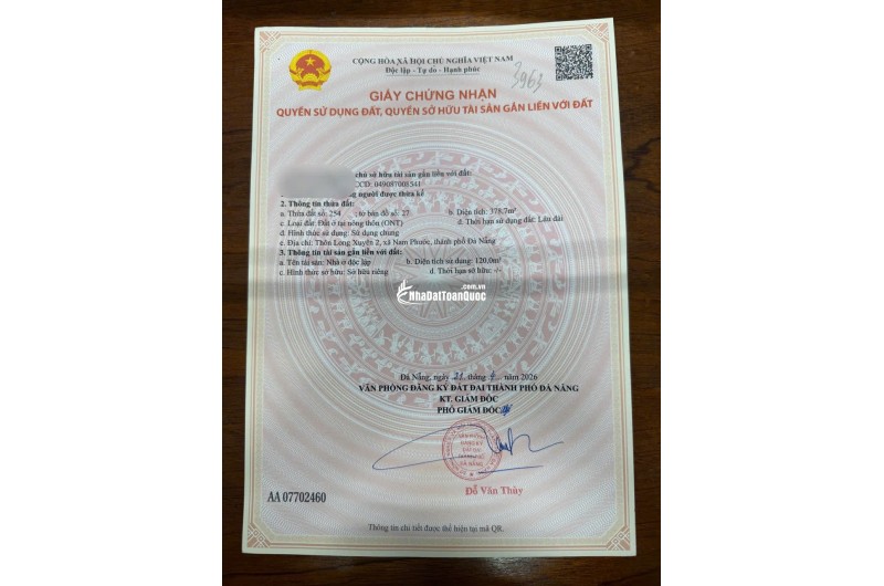 BÁN ĐẤT XÃ NAM PHƯỚC, TP ĐÀ NẴNG - SHR - CHỈ 1.5 TỶ / 1 LÔ. LH:0971955552. 0703555545