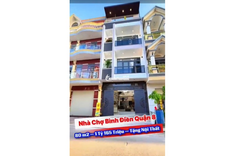 BÁN NHÀ NGAY CHỢ BÌNH ĐIỀN QUẬN 8. DT80 M2 - SHR - CHỈ 1TỶ165TR. LH:0785448683.
