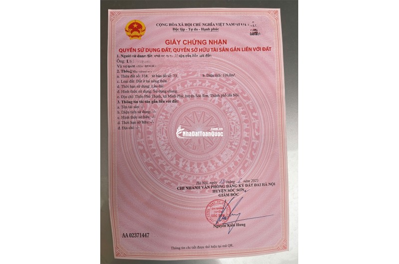 ĐẤT ĐẸP - GIÁ TỐT - Bán Nhanh Lô Đất Full thổ cư tại huyện Sóc Sơn, Hà Nội
