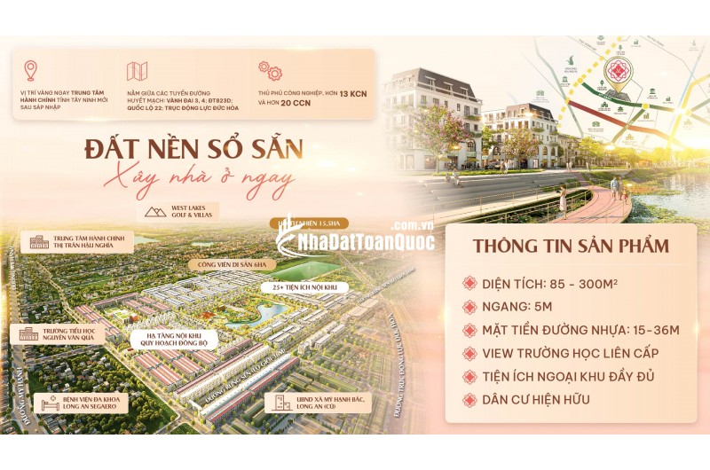 Chính chủ cần bán đất đẹp 85m²,  full thổ cư, đường 15m, chỉ cần thanh toán trước 380 triệu - Đức Hòa, Long An