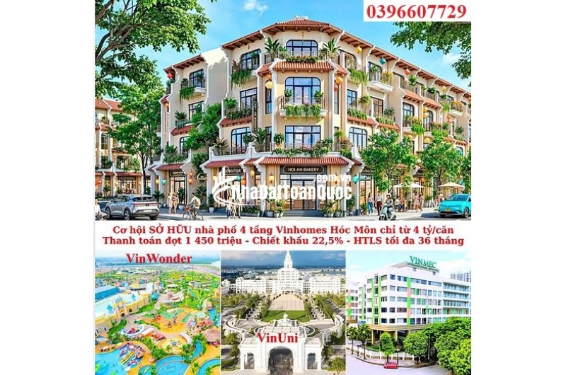 Vinhomes34 - [CHỈ 4 TỶ] – ĐẲNG CẤP SỐNG THƯỢNG LƯU PHỒN VINH NHÀ PHỐ VINHOMES HÓC MÔN 5M X 15M (75M²) – MẶT TIỀN ĐƯỜNG RỘNG 29M – CHIẾT KHẤU ĐẾN