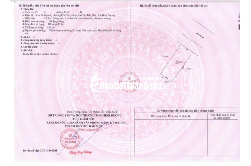 CC BÁN ĐẤT ĐƯỜNG LÊ LỢI - P.BÌNH DƯƠNG (PHÚ TÂN CŨ) 347.9MV CHỈ 43TR/M2. LH:0369121238.