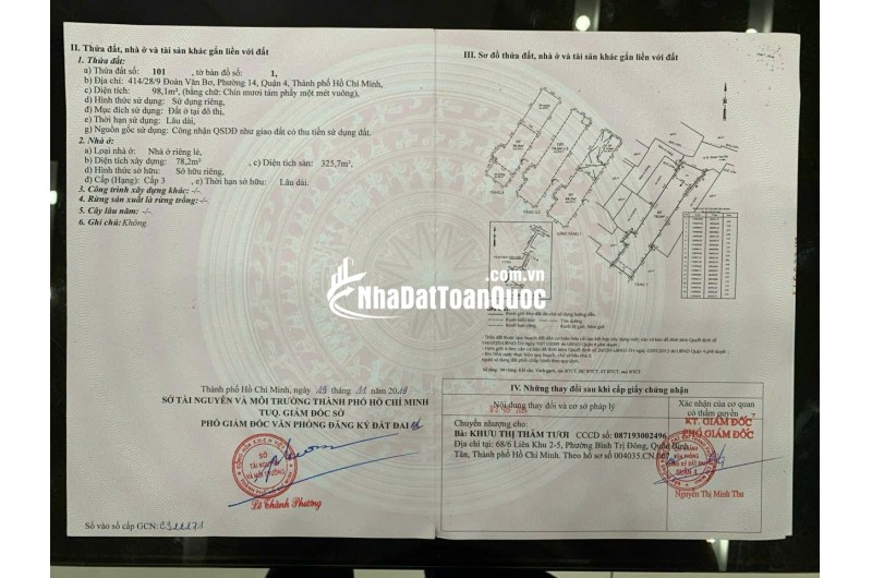 Bán nhà 414/28/9 Đoàn Văn Bơ, P.Khánh Hội, TPHCM. 99m2 SHR chỉ 9.8 tỷ. Lh: 0917873287
