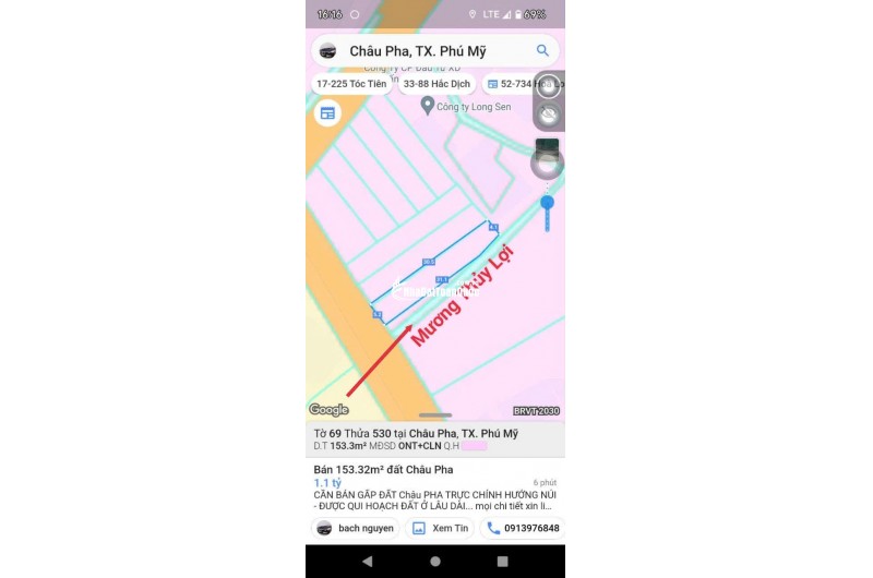 BÁN ĐẤT TẠI CHÂU PHA-TPHCM, DT 153M2 SHR 1,2TỶ. LH:0913976848 - A TOẠI (CHÍNH CHỦ)