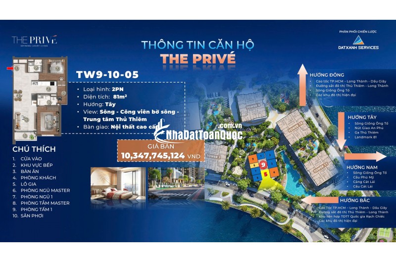 Bán căn hộ 2 PN dự án The Prive trung tâm quận 2 view ba mặt giáp sông. chỉ 10% ký Hợp đồng mua bán